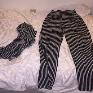 2 piece striped set, pants and crop top size small